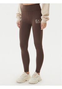 EA7 Emporio Armani Legginsy 7W000426 AF12484 U6063 Brązowy Slim Fit. Kolor: brązowy. Materiał: bawełna #1