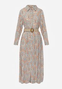 Renee - Jasnoniebieska Koszulowa Sukienka z Dodatkowym Paskiem i Podpinanymi Rękawami Alonie. Kolor: niebieski. Typ sukienki: koszulowe #2