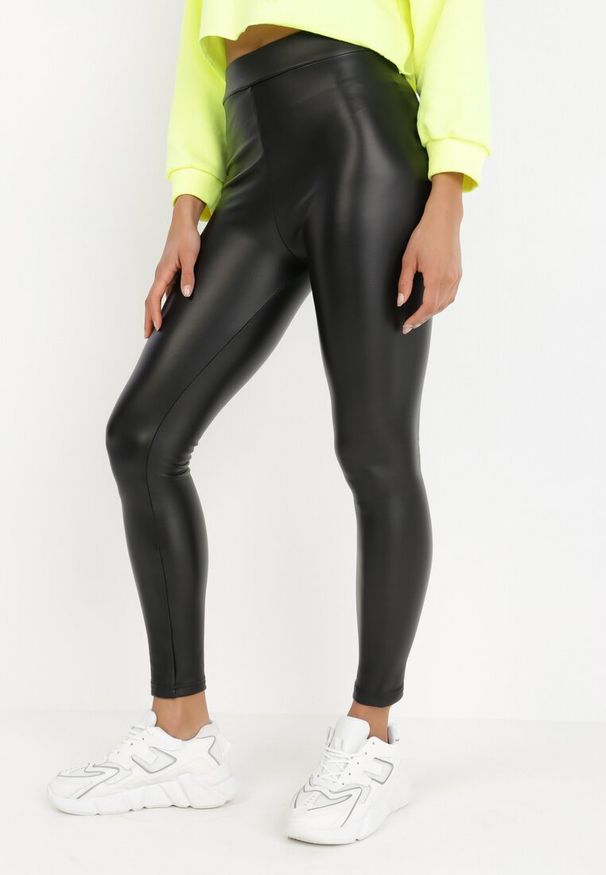 Born2be - Czarne Legginsy Kasochis. Kolor: czarny. Długość: długie. Wzór: gładki. Styl: elegancki, klasyczny, sportowy