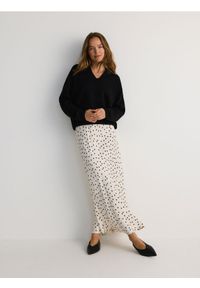 Reserved - Spódnica maxi w groszki - złamana biel. Materiał: wiskoza. Wzór: grochy #1