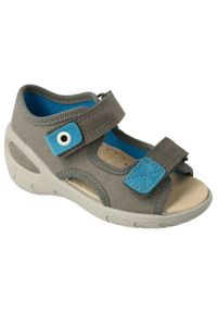 Befado obuwie dziecięce pu 065P166 niebieskie szare. Kolor: niebieski, wielokolorowy, szary. Materiał: tkanina, bawełna