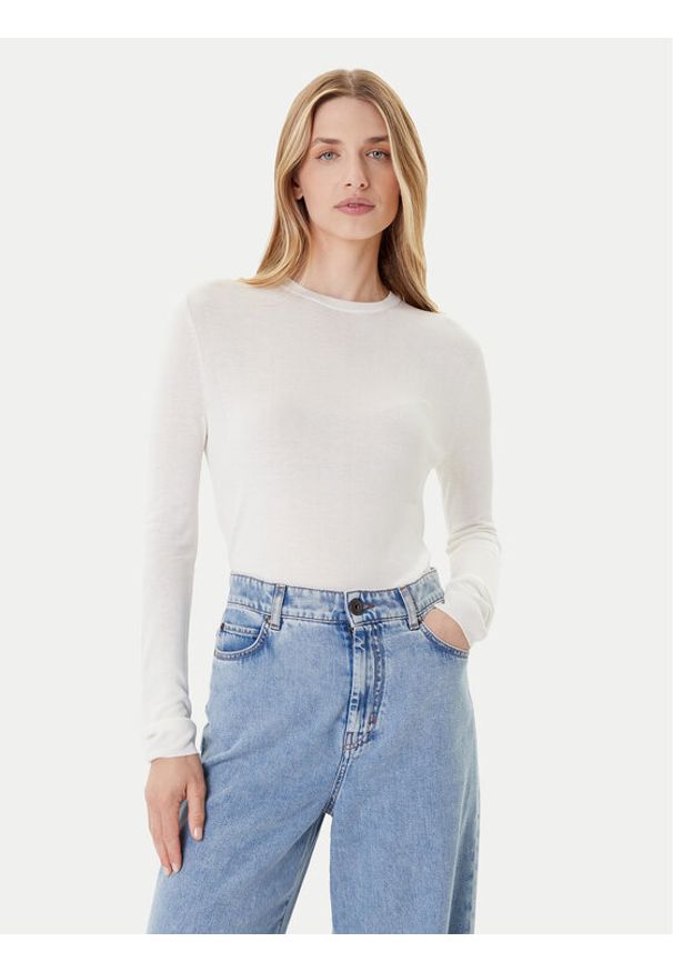 Calvin Klein Sweter LV044C339G Écru Regular Fit. Materiał: wiskoza