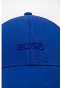 BOSS czapka z daszkiem bawełniana kolor niebieski z aplikacją. Kolor: niebieski. Materiał: bawełna. Wzór: aplikacja #2