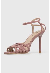 Marella sandały BOLOGNA kolor różowy. Zapięcie: klamry. Kolor: różowy. Materiał: skóra, materiał. Wzór: gładki. Obcas: na obcasie. Wysokość obcasa: średni