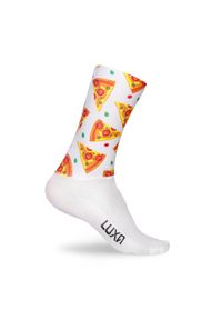 LUXA - Skarpetki Kolarskie Aero Luxa Pizza. Kolor: biały. Materiał: poliester, poliamid, elastan. Sport: kolarstwo