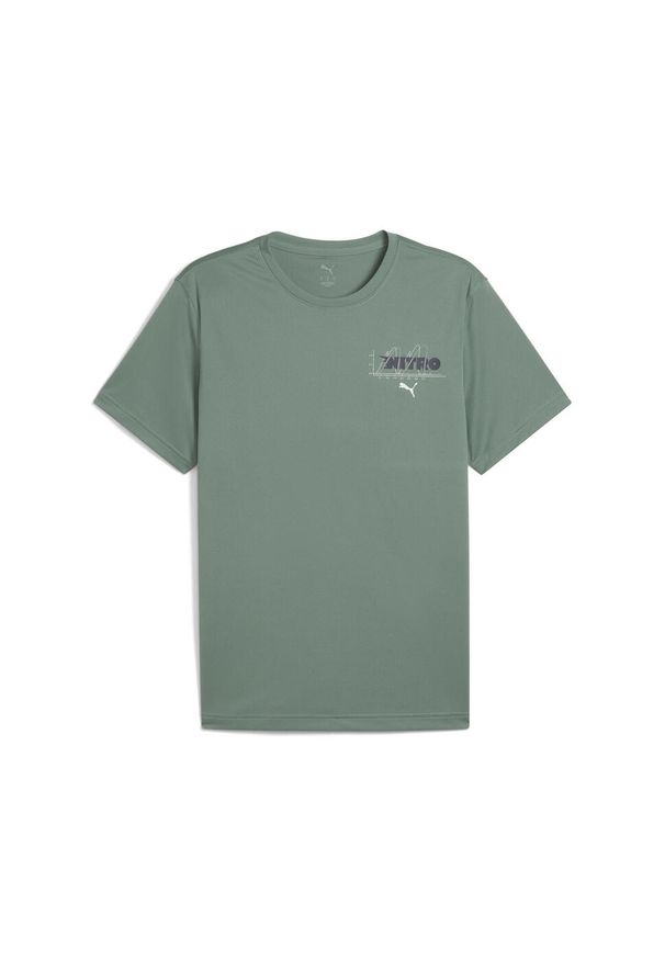 Puma - Męska koszulka do biegania z grafiką NITRO™ PUMA Green Moon. Kolor: zielony