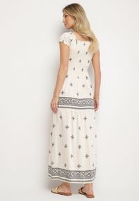 Born2be - Jasnobeżowa Sukienka z Wiskozy ze Wzorem Boho Ellirose. Okazja: na co dzień. Kolor: beżowy. Materiał: wiskoza. Wzór: aplikacja. Sezon: wiosna. Styl: boho #6