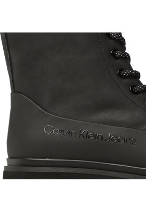 Calvin Klein Jeans Trzewiki Chunky Combat Laceup Boot Rub YW0YW01066 Czarny. Kolor: czarny. Materiał: nubuk, skóra