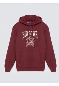 Big-Star - Bluza męska z kapturem z haftem bordowa Adam 604. Typ kołnierza: kaptur. Kolor: czerwony. Materiał: dzianina. Wzór: haft #4