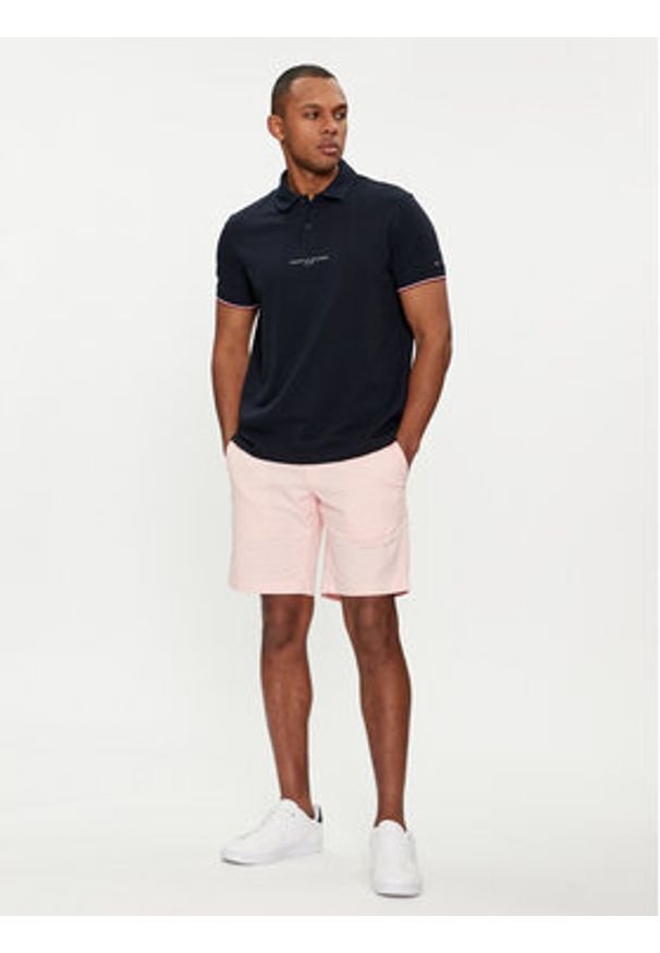 TOMMY HILFIGER - Tommy Hilfiger Polo Logo MW0MW34841 Granatowy Regular Fit. Typ kołnierza: polo. Kolor: niebieski. Materiał: bawełna