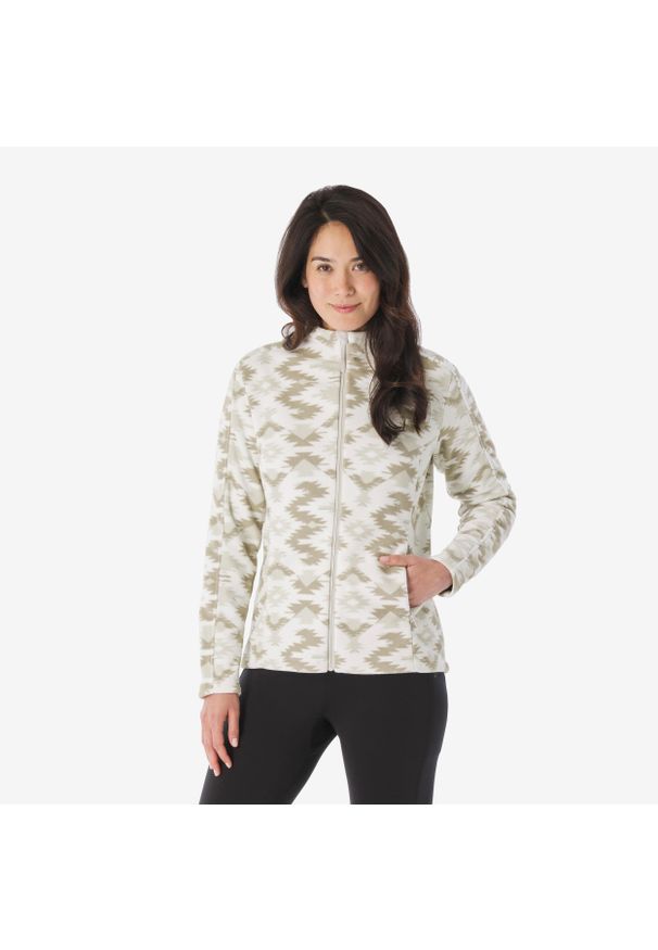 quechua - Polar turystyczny damski Quechua MH500 zamek. Kolor: biały. Materiał: poliester, materiał. Sport: turystyka piesza