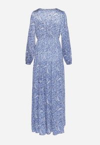 Born2be - Niebieska Plisowana Sukienka z Gumką w Pasie Zapinana na Guziki Wilalita. Kolor: niebieski. Materiał: tkanina #3