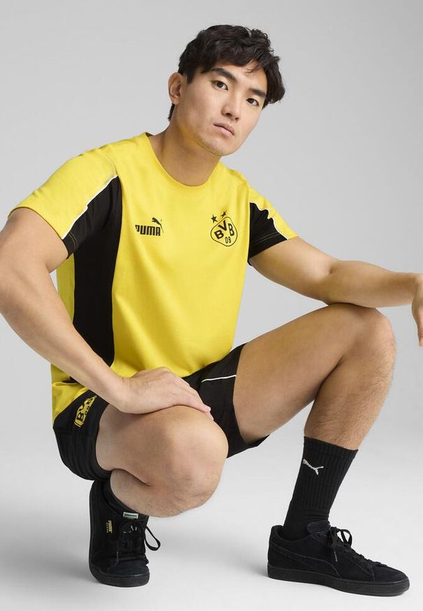 Puma - Męska koszulka Borussia Dortmund ftblARCHIVE PUMA Faster Yellow Black. Kolor: żółty, wielokolorowy, czarny. Wzór: aplikacja