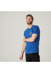 NYAMBA - Koszulka z krótkim rękawem męska Nyamba Gym & Pilates regular. Kolor: niebieski. Materiał: materiał, poliester, elastan, bawełna. Długość rękawa: krótki rękaw. Długość: krótkie. Sport: joga i pilates