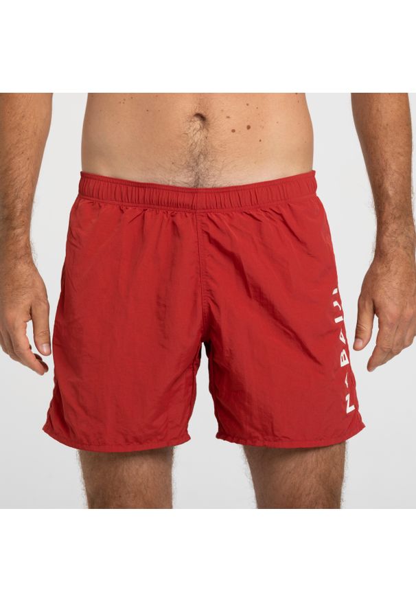 Decathlon - Szorty pływackie męskie Nabaiji 100 Basic. Kolor: różowy, czerwony, wielokolorowy. Materiał: poliester, poliamid, materiał