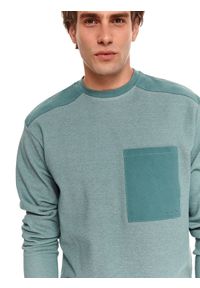 TOP SECRET - Bluza męska z łączonych materiałów. Kolor: zielony. Materiał: materiał. Długość rękawa: długi rękaw. Długość: długie. Sezon: jesień #7