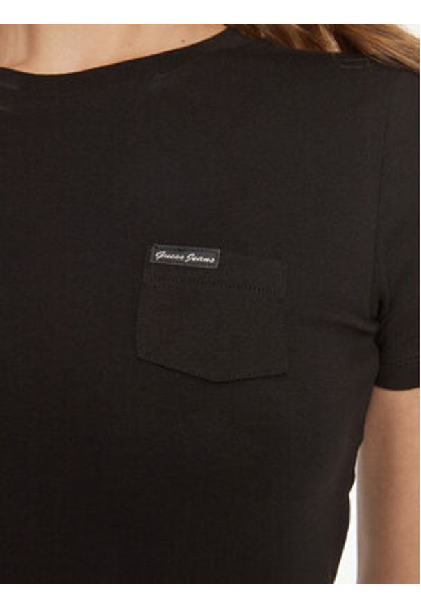 Guess Jeans T-Shirt W5RI52 J1314 Czarny Regular Fit. Kolor: czarny. Materiał: bawełna