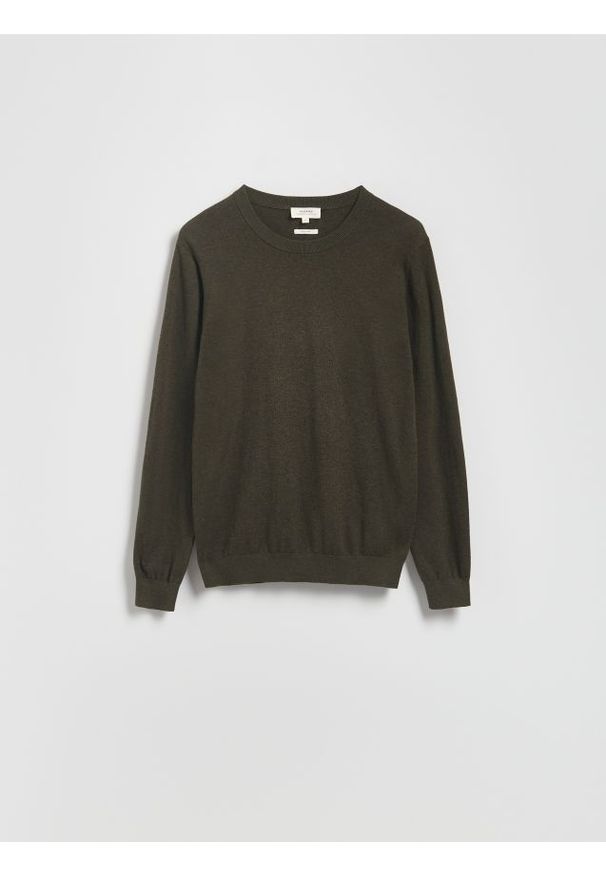 Reserved - Sweter z domieszką kaszmiru - zielony. Kolor: zielony. Materiał: kaszmir