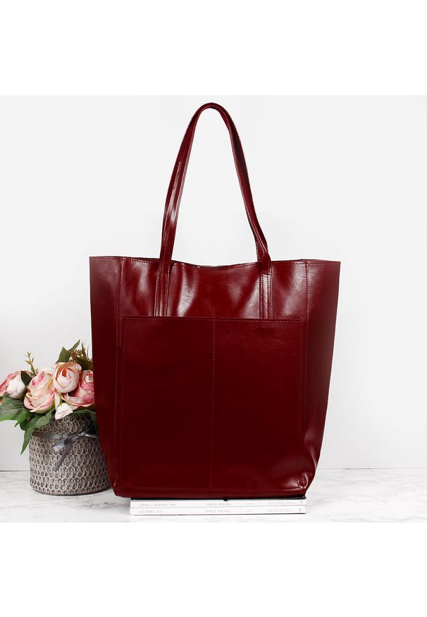 Skórzana torebka damska shopper bag DAN-A T376 bordowa. Kolor: czerwony. Materiał: skórzane. Styl: klasyczny, elegancki