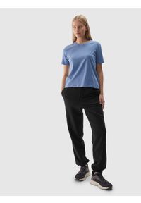 4f - 4F T-shirt regular gładki damski - niebieski XXL. Okazja: na co dzień. Kolor: niebieski. Materiał: skóra, jersey, dzianina, bawełna, materiał. Długość rękawa: krótki rękaw. Długość: krótkie. Wzór: gładki. Sezon: lato. Styl: sportowy, klasyczny, casual