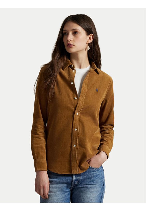 Polo Ralph Lauren Koszula 211A93203004 Brązowy jasny Regular Fit. Typ kołnierza: polo. Kolor: brązowy. Materiał: bawełna