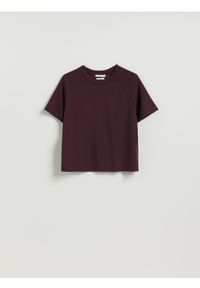 Reserved - T-shirt z modalem - ciemnofioletowy. Kolor: fioletowy. Materiał: dzianina #1