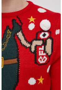 Brave Soul Sweter męski kolor czerwony. Okazja: na co dzień. Kolor: czerwony. Długość rękawa: długi rękaw. Długość: długie. Wzór: aplikacja. Styl: casual #4