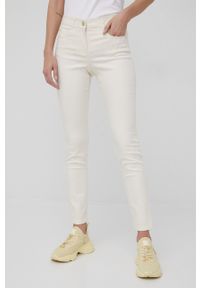 Pennyblack jeansy damskie kolor beżowy medium waist. Kolor: beżowy