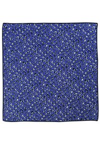Modini - Granatowa poszetka w niebieskie kwiatki E108. Kolor: niebieski. Wzór: kwiaty #1