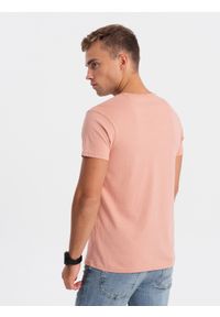 Ombre Clothing - T-shirt męski bawełniany BASIC - różowy V9 S1370 - XL. Kolor: różowy. Materiał: bawełna. Styl: klasyczny #7