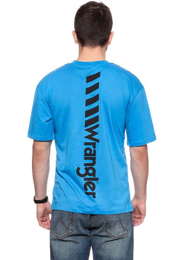 Wrangler - WRANGLER T SHIRT B&Y OVERSIZED T MEDITERRANEAN BLUE W7C44GHBR 112131691. Wzór: nadruk. Sezon: lato. Styl: retro
