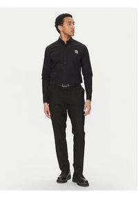 Karl Lagerfeld - KARL LAGERFELD Koszula 605911 552671 Czarny Slim Fit. Typ kołnierza: dekolt w karo. Kolor: czarny. Materiał: bawełna #5