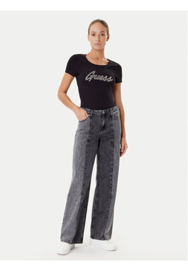 Guess T-Shirt W5YI16 J1314 Czarny Regular Fit. Kolor: czarny. Materiał: bawełna