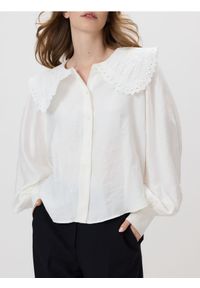 Reserved - Koszula z dekoracyjnym kołnierzem - złamana biel. Materiał: tkanina #1