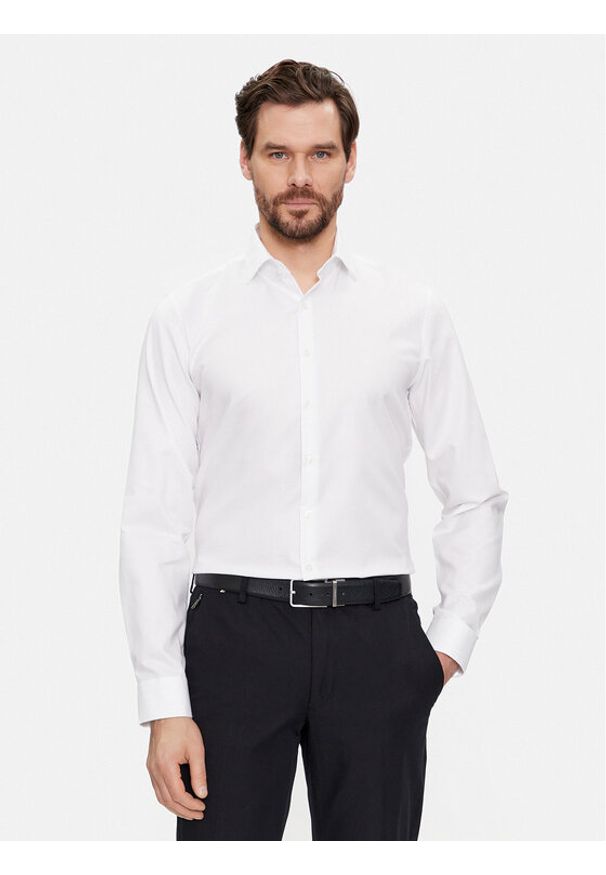 Calvin Klein Koszula K10K108426 Biały Slim Fit. Kolor: biały. Materiał: bawełna