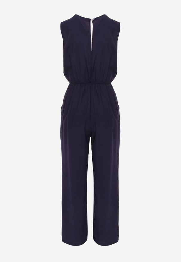 Born2be - Granatowy Kombinezon Hame. Kolor: niebieski. Materiał: wiskoza. Długość rękawa: na ramiączkach. Długość: długie. Styl: elegancki