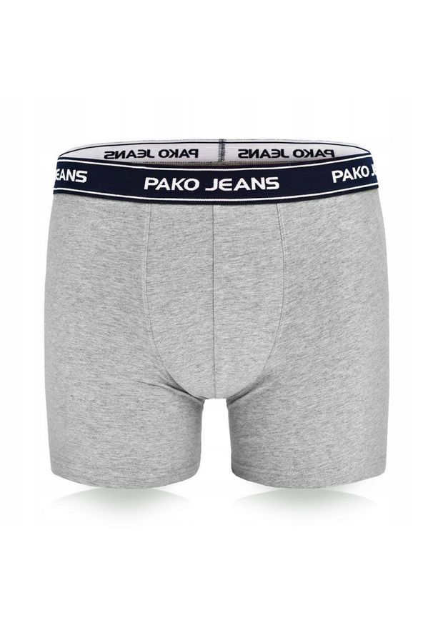 Bawełniane, Klasyczne Bokserki Męskie - Pako Jeans - Popielate. Kolor: szary. Materiał: elastan, bawełna