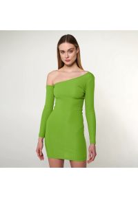 Sinsay - Sukienka mini z odkrytym ramieniem - Zielony. Kolor: zielony. Długość: mini #1