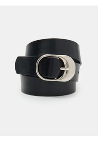 Sinsay - Pasek z metalową klamrą - czarny. Kolor: czarny #1