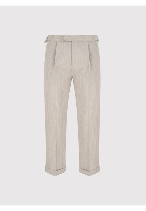 Pako Lorente - PAKO LORENTE - Spodnie męskie w prążek z lnem. Okazja: na co dzień. Materiał: len. Wzór: prążki. Sezon: lato. Styl: casual