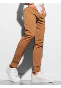 Ombre Clothing - Spodnie męskie chino - camel P990 - XL. Okazja: na co dzień. Materiał: bawełna, elastan. Styl: klasyczny, casual, elegancki #4