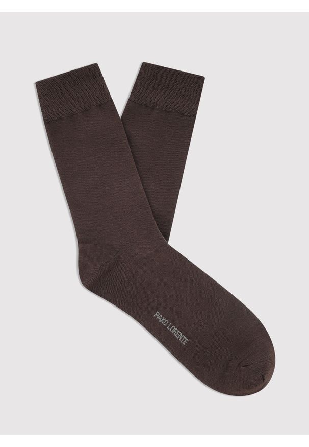 Pako Lorente - PAKO LORENTE - Gładkie brązowe skarpety męskie. Kolor: niebieski, brązowy. Materiał: bawełna. Wzór: gładki