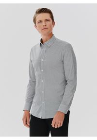 Pako Lorente - PAKO LORENTE – Ciemna koszula męska w geometryczny wzór. Materiał: bawełna, elastan. Długość rękawa: długi rękaw. Długość: długie. Wzór: geometria #1