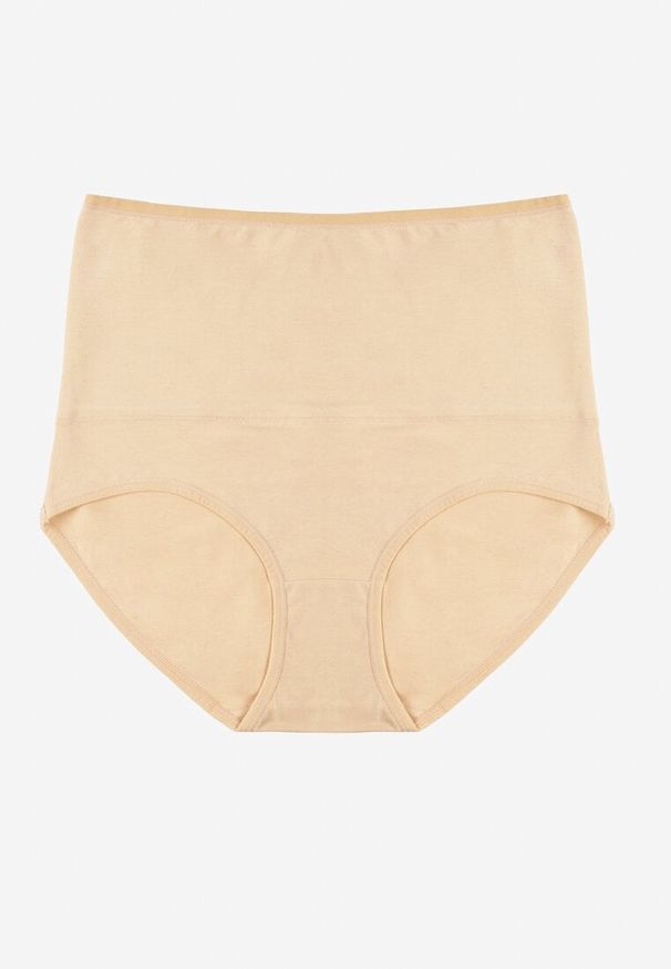 Renee - Beżowe Modelujące Majtki z Bawełny High Waist Nilionea. Stan: podwyższony. Kolor: beżowy. Materiał: bawełna