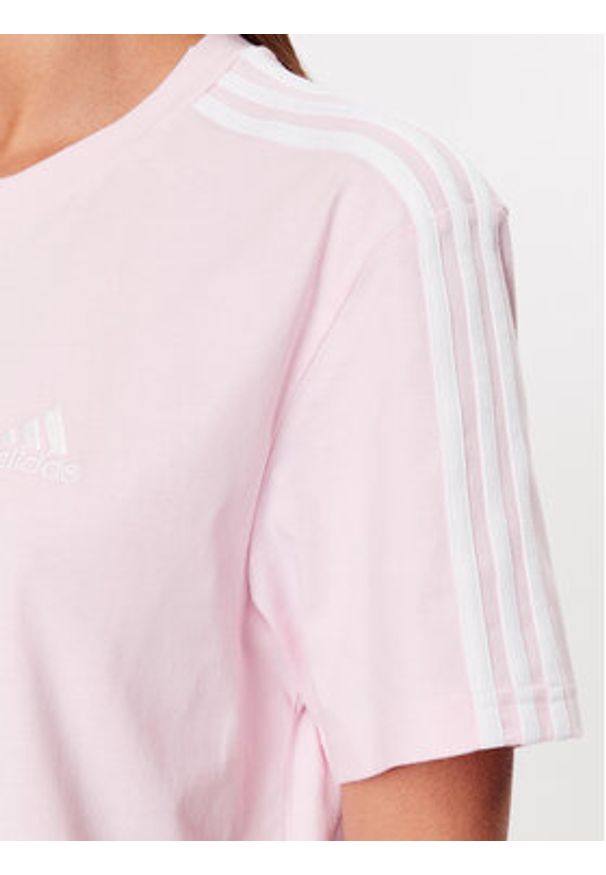 Adidas - adidas T-Shirt Essentials 3-Stripes Single Jersey Crop Top IC0760 Różowy Loose Fit. Kolor: różowy. Materiał: bawełna, jersey