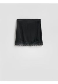 Reserved - Spódnica mini z wiskozy - czarny. Kolor: czarny. Materiał: wiskoza #1