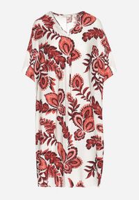 Born2be - Bordowa Sukienka z Lnem i Wiskozą Ozdobiona Cyrkoniami Sadelune. Okazja: na co dzień. Typ kołnierza: dekolt w serek. Kolor: czerwony. Materiał: len, wiskoza. Wzór: aplikacja. Styl: klasyczny, casual, elegancki #7