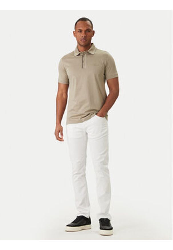 Karl Lagerfeld - KARL LAGERFELD Polo 745002 562200 Khaki Regular Fit. Typ kołnierza: polo. Kolor: brązowy. Materiał: bawełna