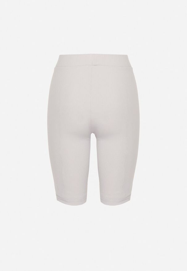 Born2be - Jasnoszare Szorty Kolarki z Prążkowanego Materiału Adrase. Kolor: szary. Materiał: materiał, prążkowany