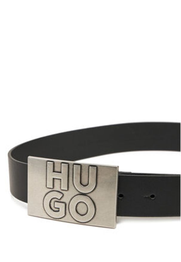 Hugo - HUGO Pasek Męski 50537037 Czarny. Kolor: czarny. Materiał: skóra